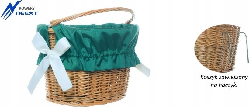 NEEXT Koszyk wiklinowy rowerowy zawieszany z wkładem mat