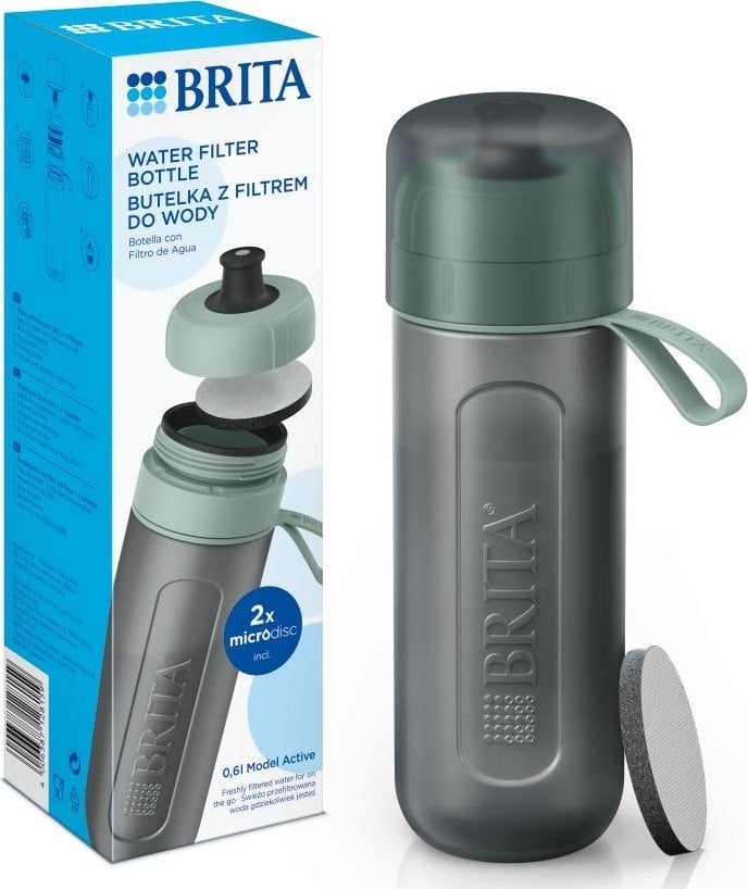 Brita Butelka filtrująca Active Pastelowa zieleń + 2 filtry MicroDisc 600ml