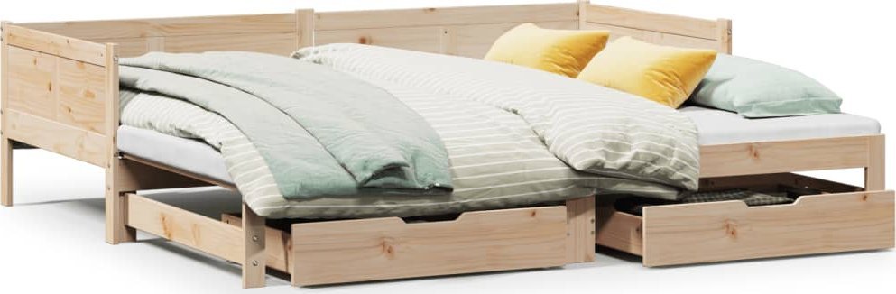 vidaXL Łóżko dzienne rozsuwane, z szufladami, 80x200 cm, lita sosna