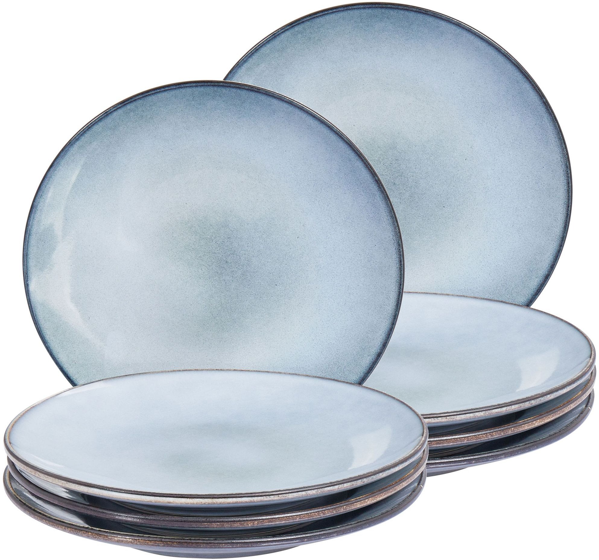 Zestaw 8 dużych talerzy JUNIPER Kamionka Błękitny