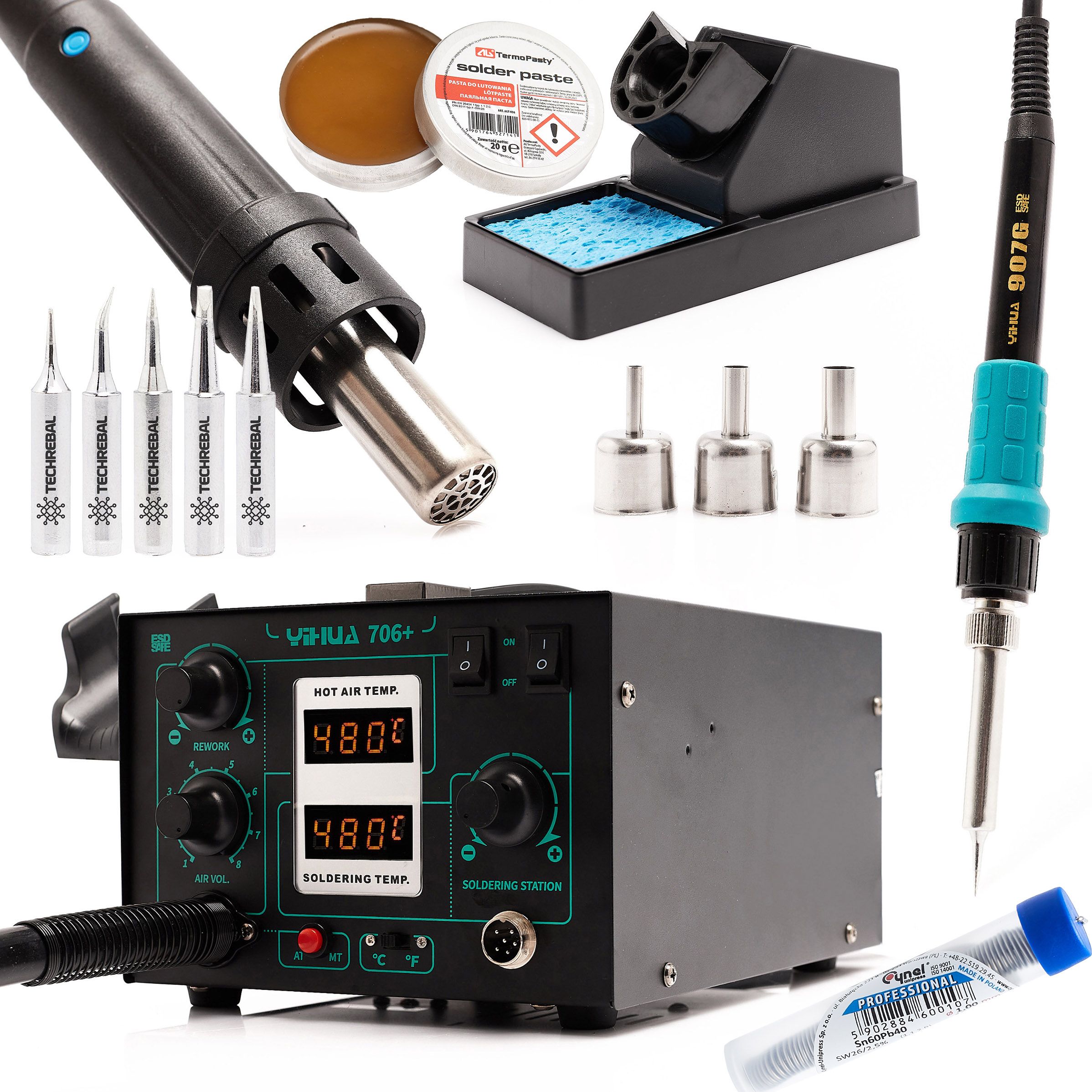 Techrebal Zestaw stacja lutownicza Yihua 706 Groty 5 szt.