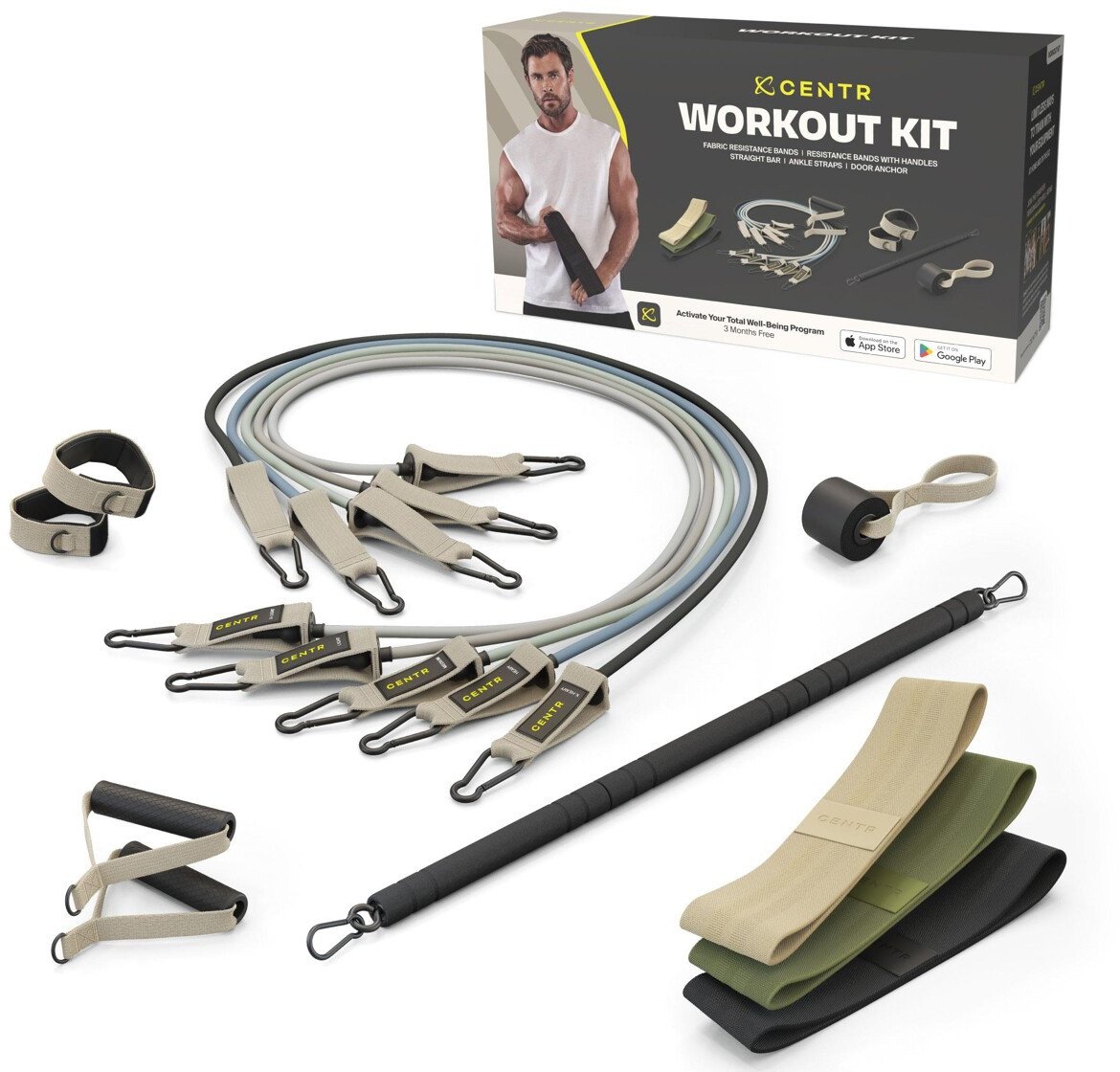 Zestaw treningowy Centr Workout Kit z taśmami, rurkami, akcesoriami + torba