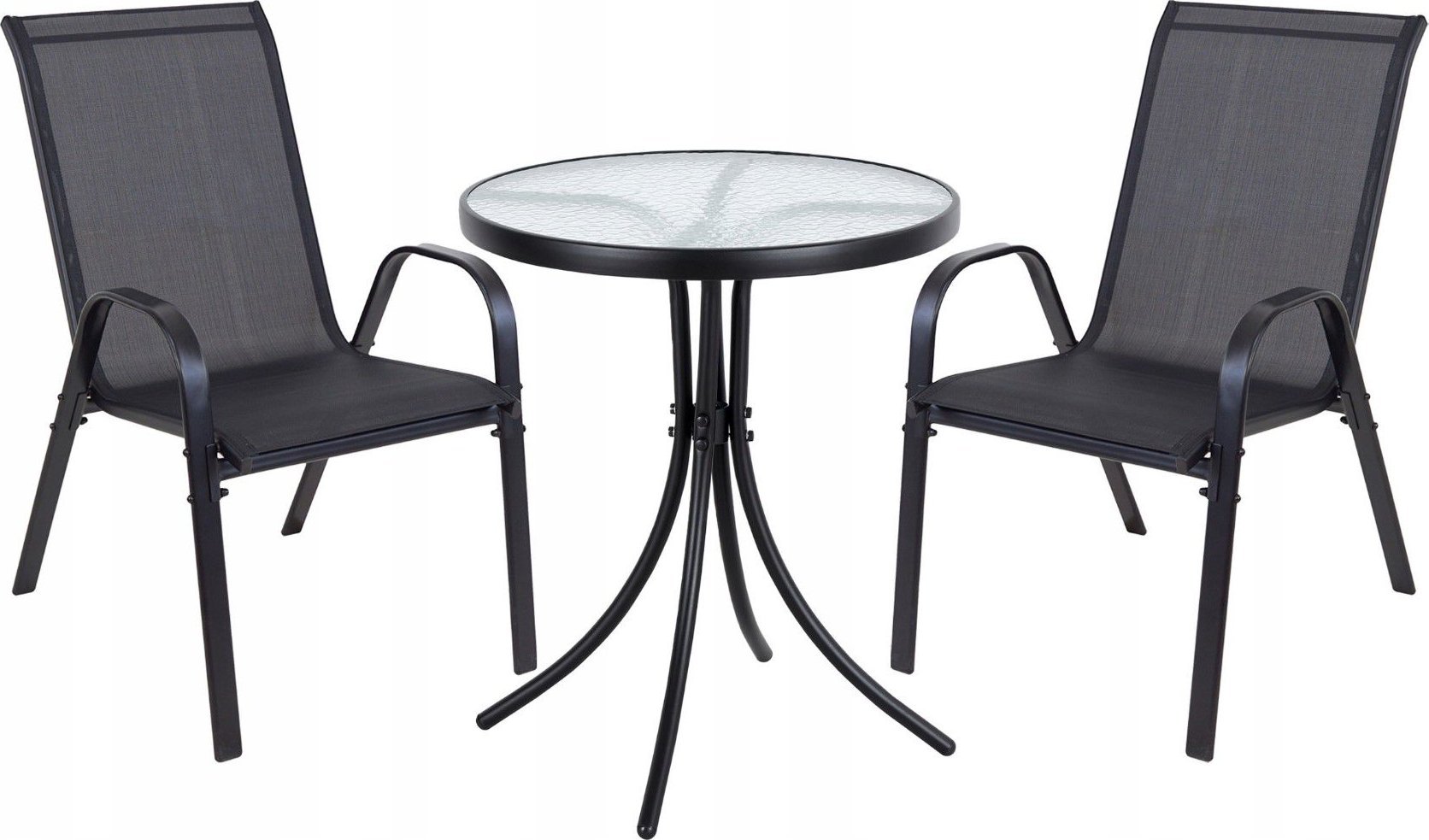 kontrast Zestaw ogrodowy kawowy na taras balkon TERNI dla 2 osób stół fi60 i krzesła czarny