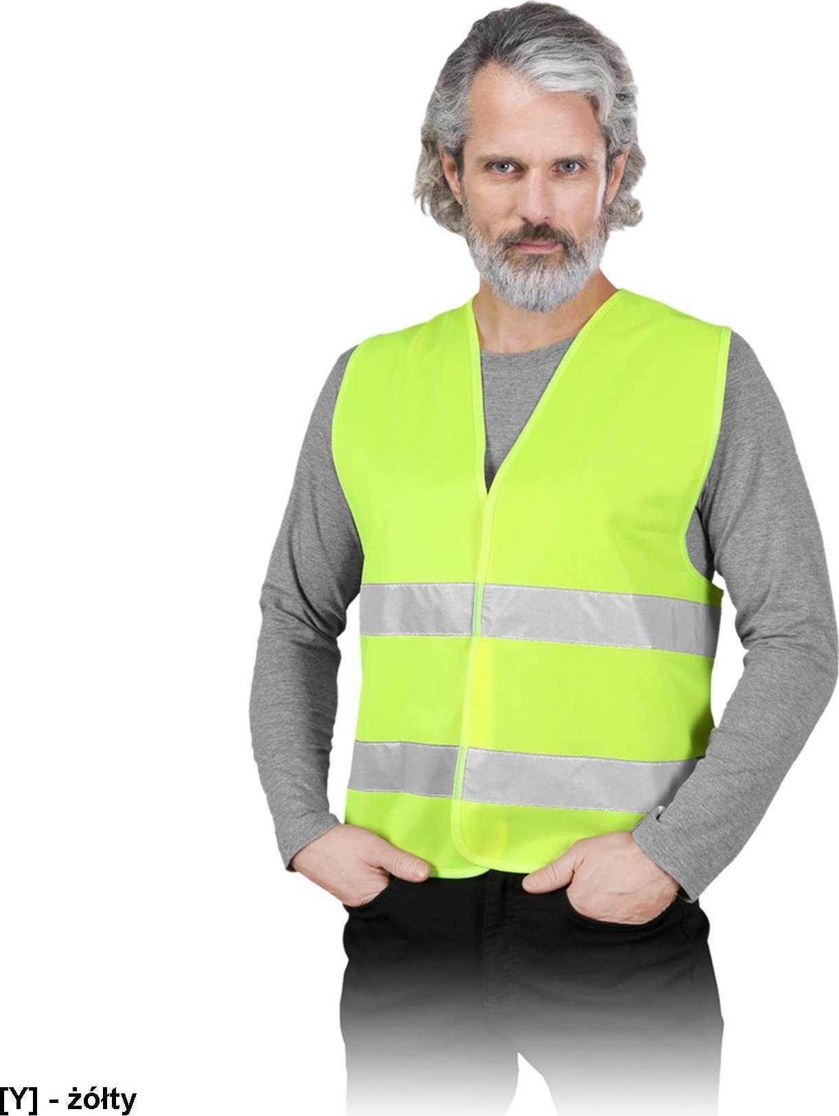 R.E.I.S. OX-LUMI - Kamizelka ostrzegawcza z dwoma poziomymi pasami odblaskowymi - żółty 3XL