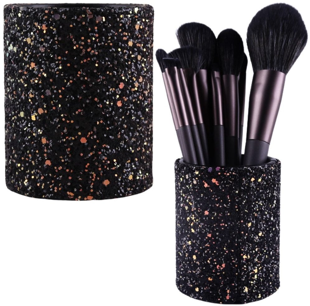 Pojemnik Kubek Na Pędzle I Akcesoria Brokatowy Czarny