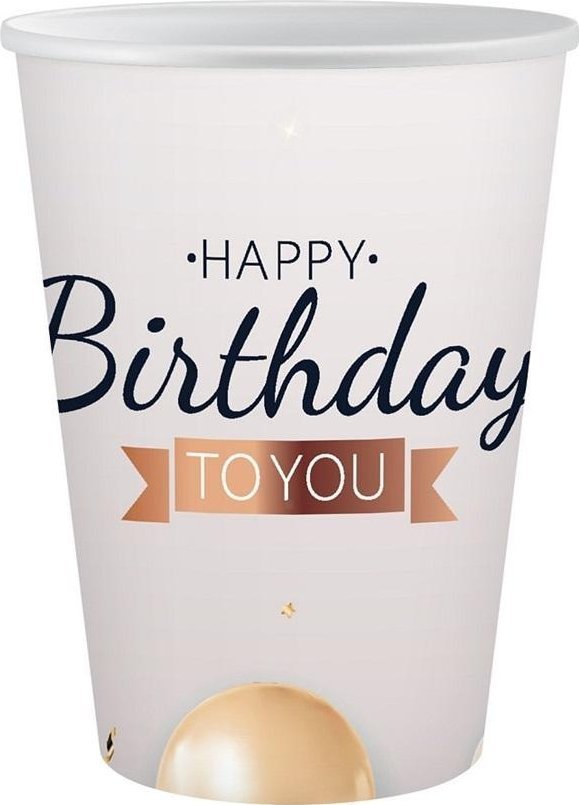 Kubeczki papierowe Happy Birthday 250ml 6szt