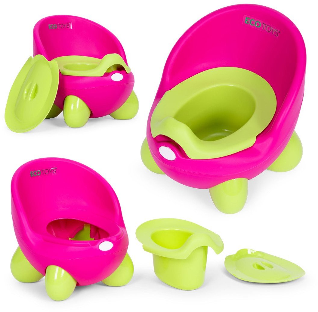 Ecotoys Nocnik toaleta sedes dla dzieci wyjmowany wkład antypoślizgowe nóżki różowo-zielony ECOTOYS