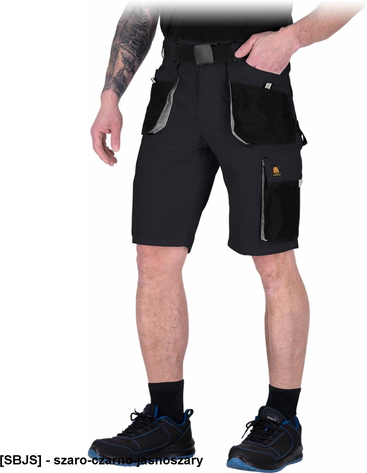 OX-OGR-TS - Spodnie ochronne robocze do pasa OGR z krótkimi nogawkami, męskie - szaro-czarno-jasnoszary L