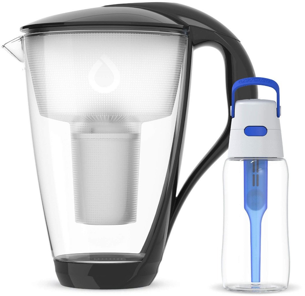 Dzbanek filtrujący Dafi Szklany Dzbanek CRYSTAL Czarny Classic z Niebieską Butelką Solid 0,5