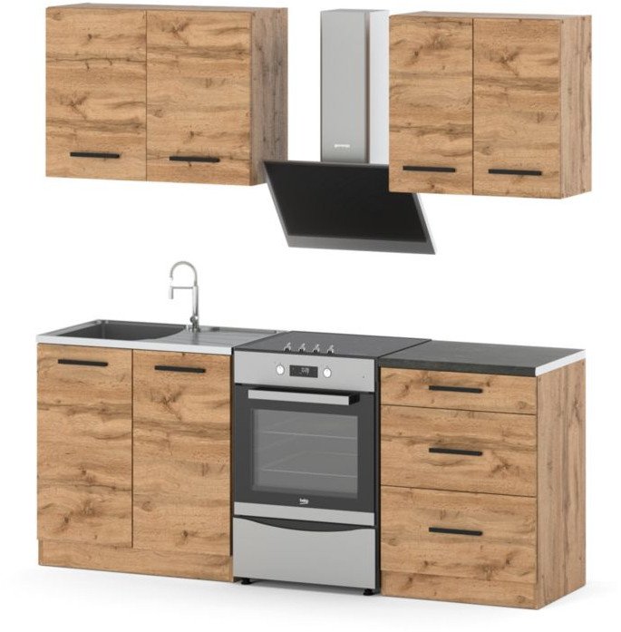 Meble Kuchenne Drewniane Modułowe Z Blatem Modułowa Kuchnia Mini Mokka 2m