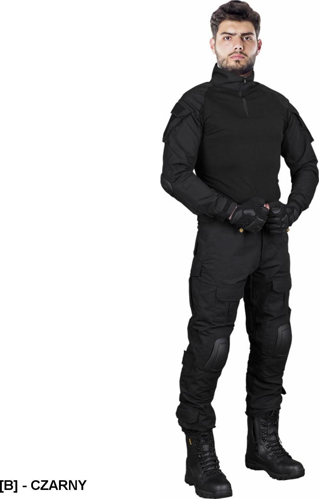 R.E.I.S. TG-PROTECT - Ubranie ochronne Tactical Guard, w skład którego wchodzi bluza i spodnie do pasa - czarno-szary L