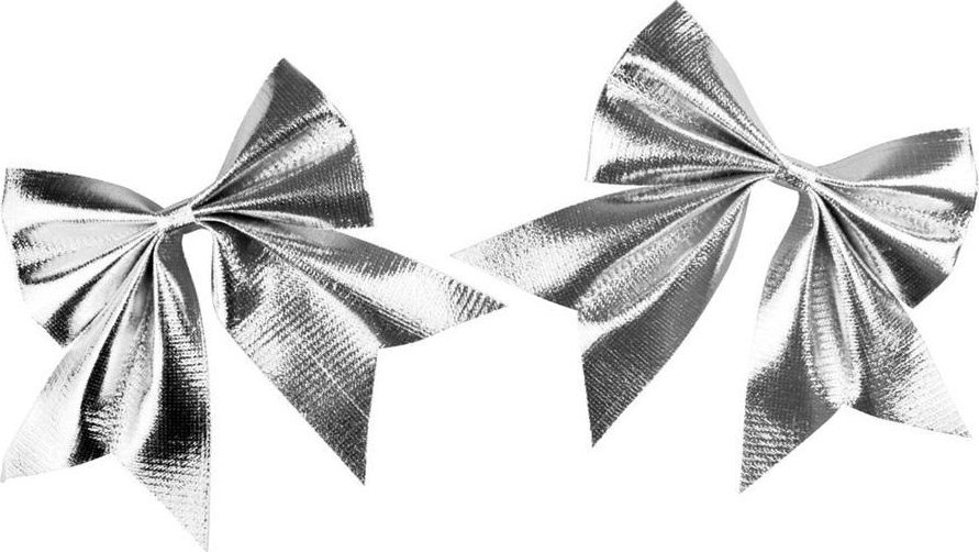 Zestaw kokard metalizowanych srebrnych 2szt