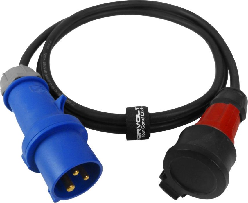 Doktorvolt Kabel przejściowy 2m IP44 16A/230V z wtyczki kempingowej 16A/3P na gniazdo schuko 230V adapter przewód 3x1,5 Doktorvolt 2572