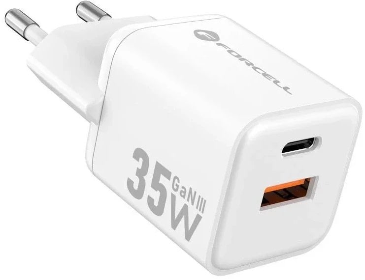 Szybka ładowarka Forcell F-Energy Mini GaN III VT-35C USB C + USB A QC4.0 PD 35W biała