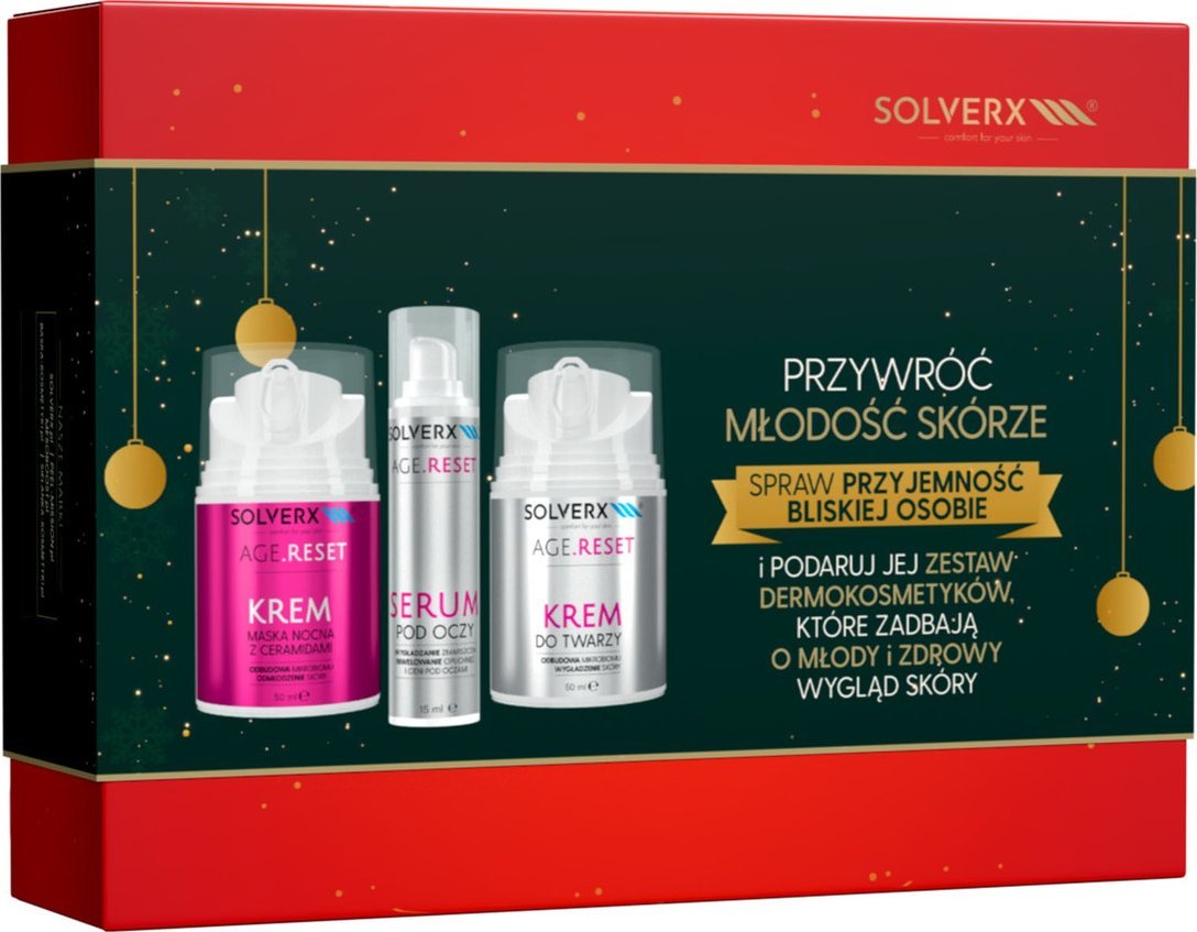Solverx Zestaw prezentowy przywróć młodość skórze tonik + serum odmładzające + krem maska nocna