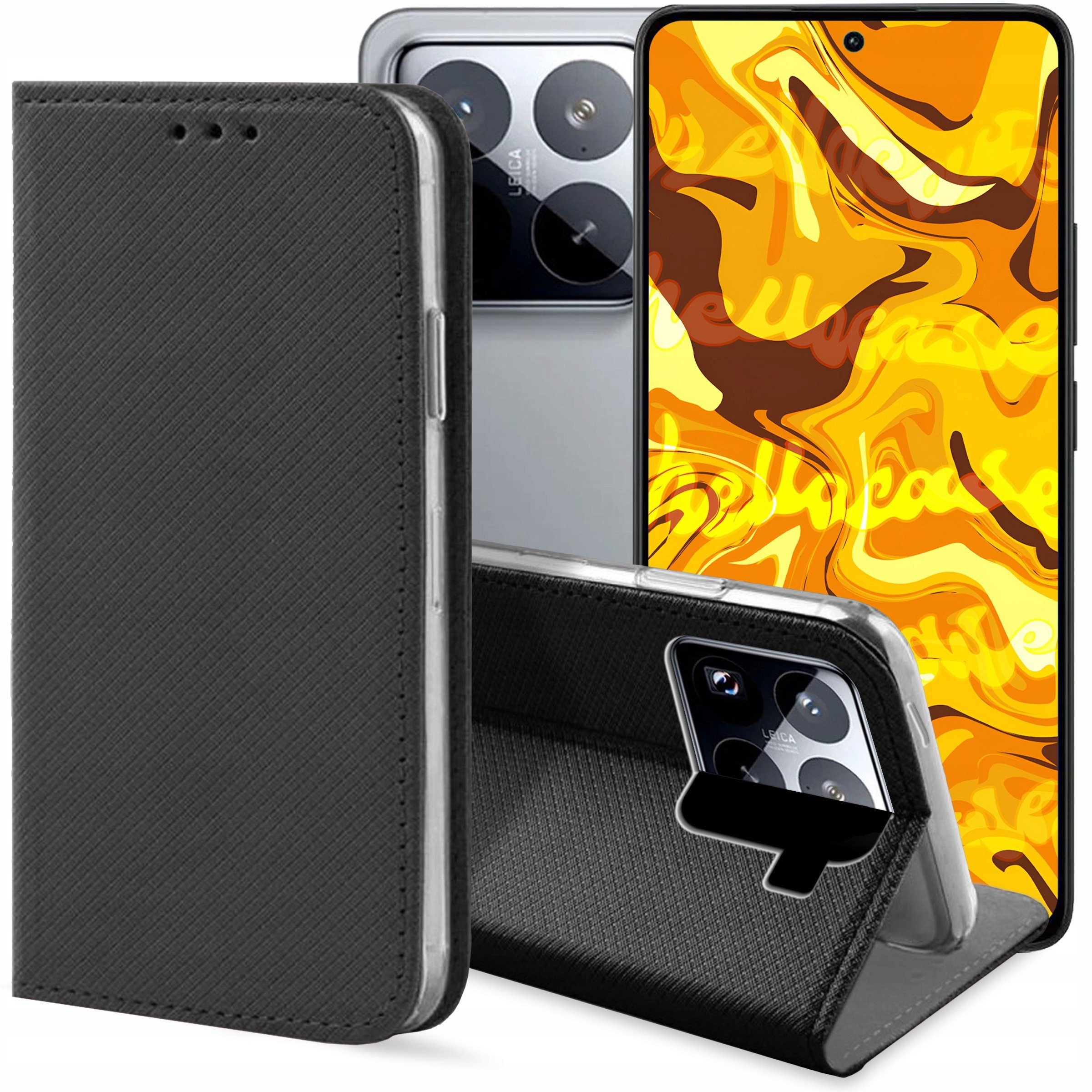 ETUI Z KLAPKĄ DO XIAOMI 15 PRO CZARNE ZAMYKANE MAGNETYCZNE KABURA FUTERAŁ