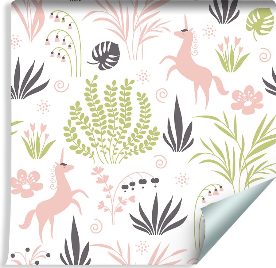 Muralo Tapeta Dla Dzieci - Jednorożce i Rośliny