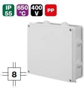 Elektro-Plast Puszka odgałęźna z zaciskami 35mm2 IP55 biała 196 x 196 x 78mm (PK-8 0232-00)