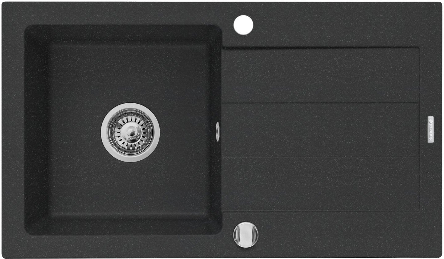 Pyramis Zlew. SPARTA 76x44 1B 1D czarny + Bateria LUNGO