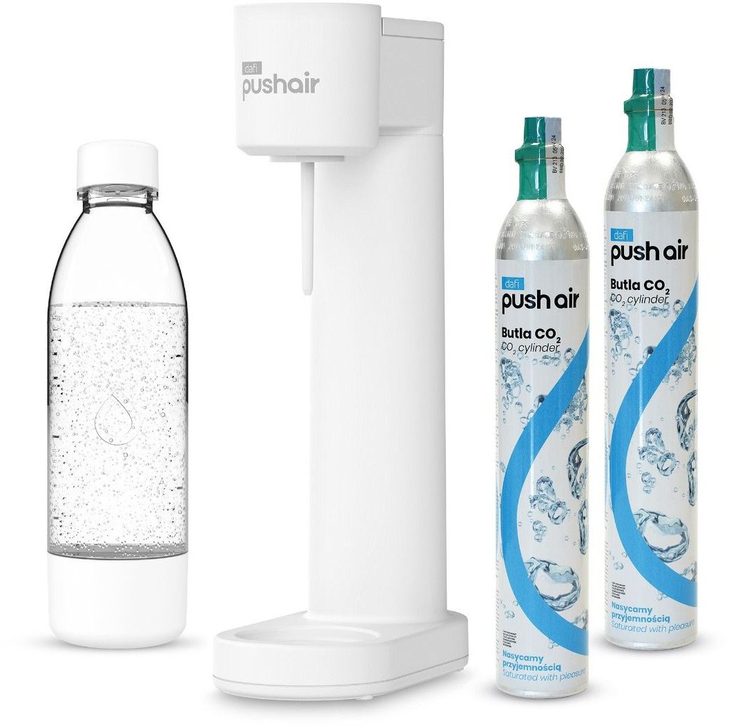 Saturator Dafi PushAir + butelka + 2 x gaz Biały