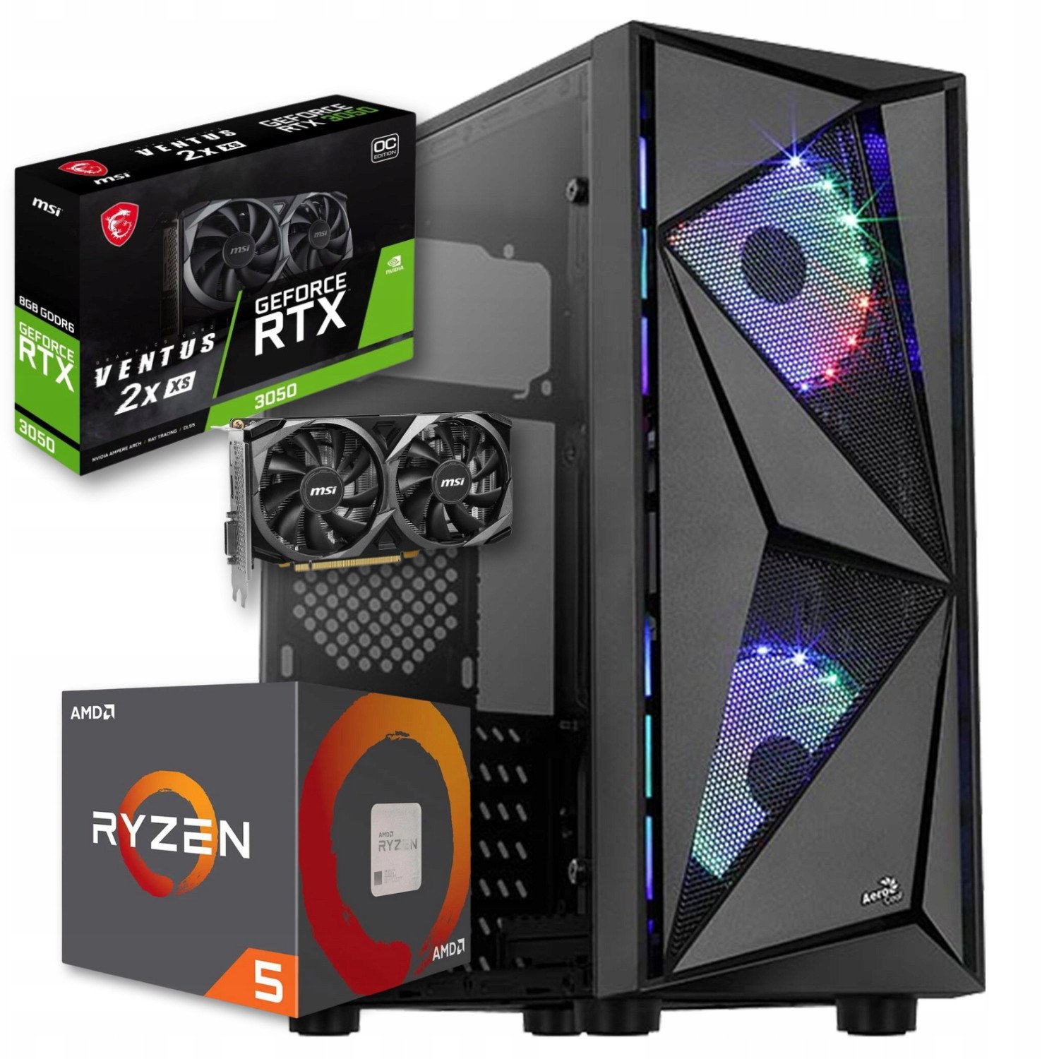Komputer BSG Striker V13 AMD Ryzen 5 NVIDIA GeForce RTX 3050 16GB DDR4 512GB SSD Windows 11