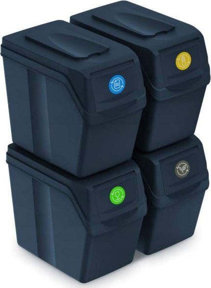 Kosz na śmieci Prosperplast Sortibox do segregacji 4 x 20L antracyt (ISWB20S4-S433)