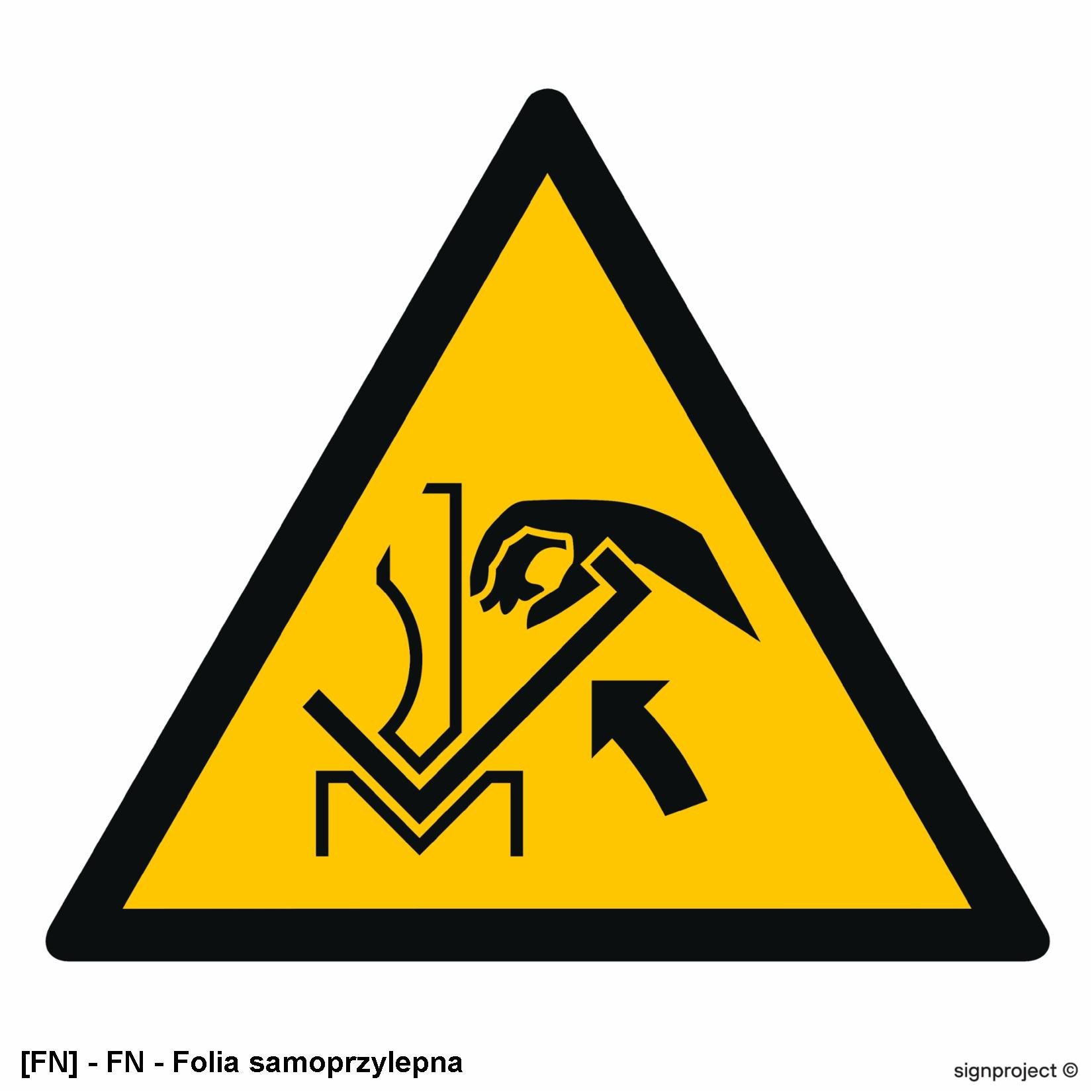 GD031 - Ostrzeżenie przed zgnieceniem dłoni między prasą i materiałem 350x350