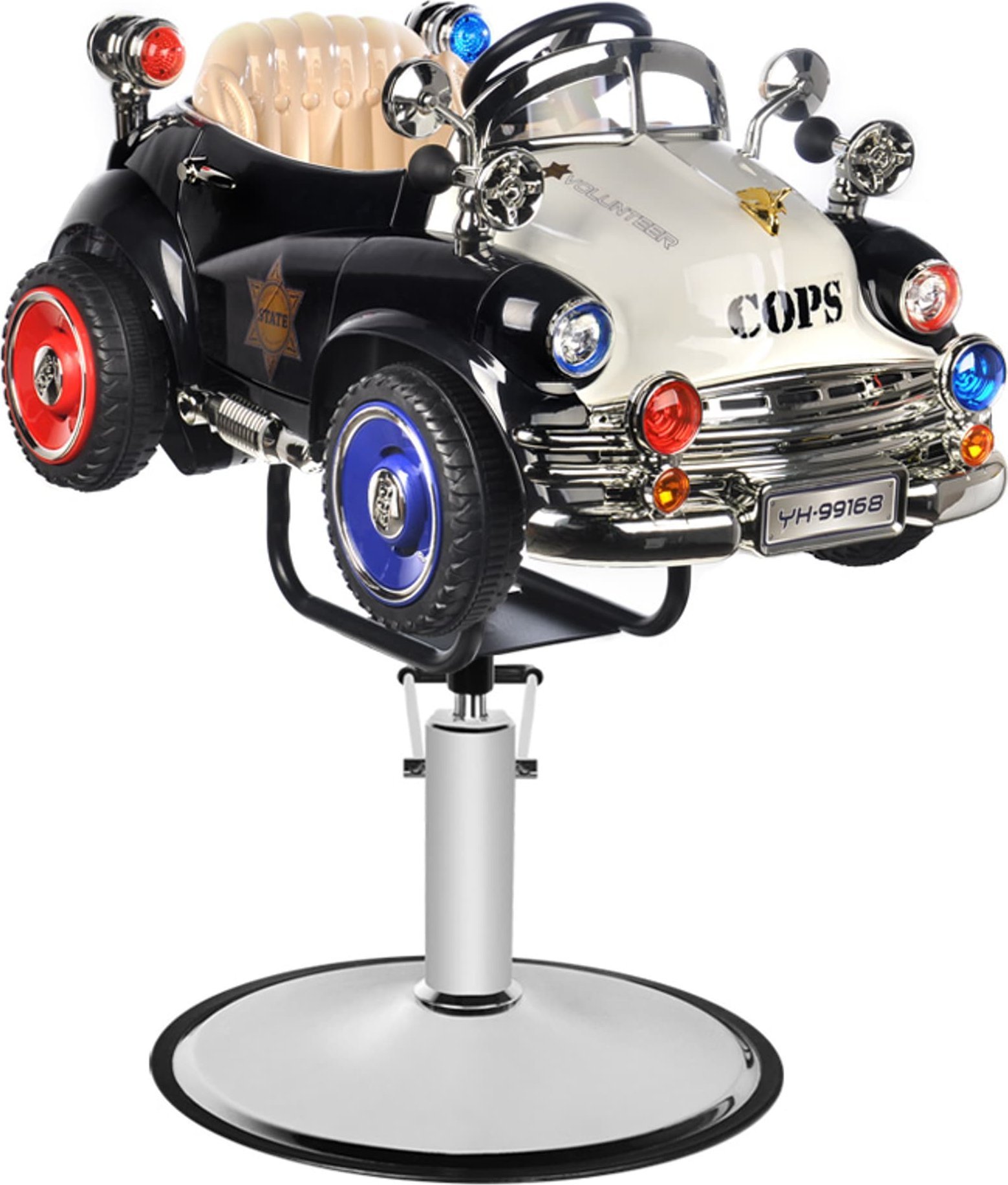 Activeshop Fotel fryzjerski dziecięcy samochodzik policja B082