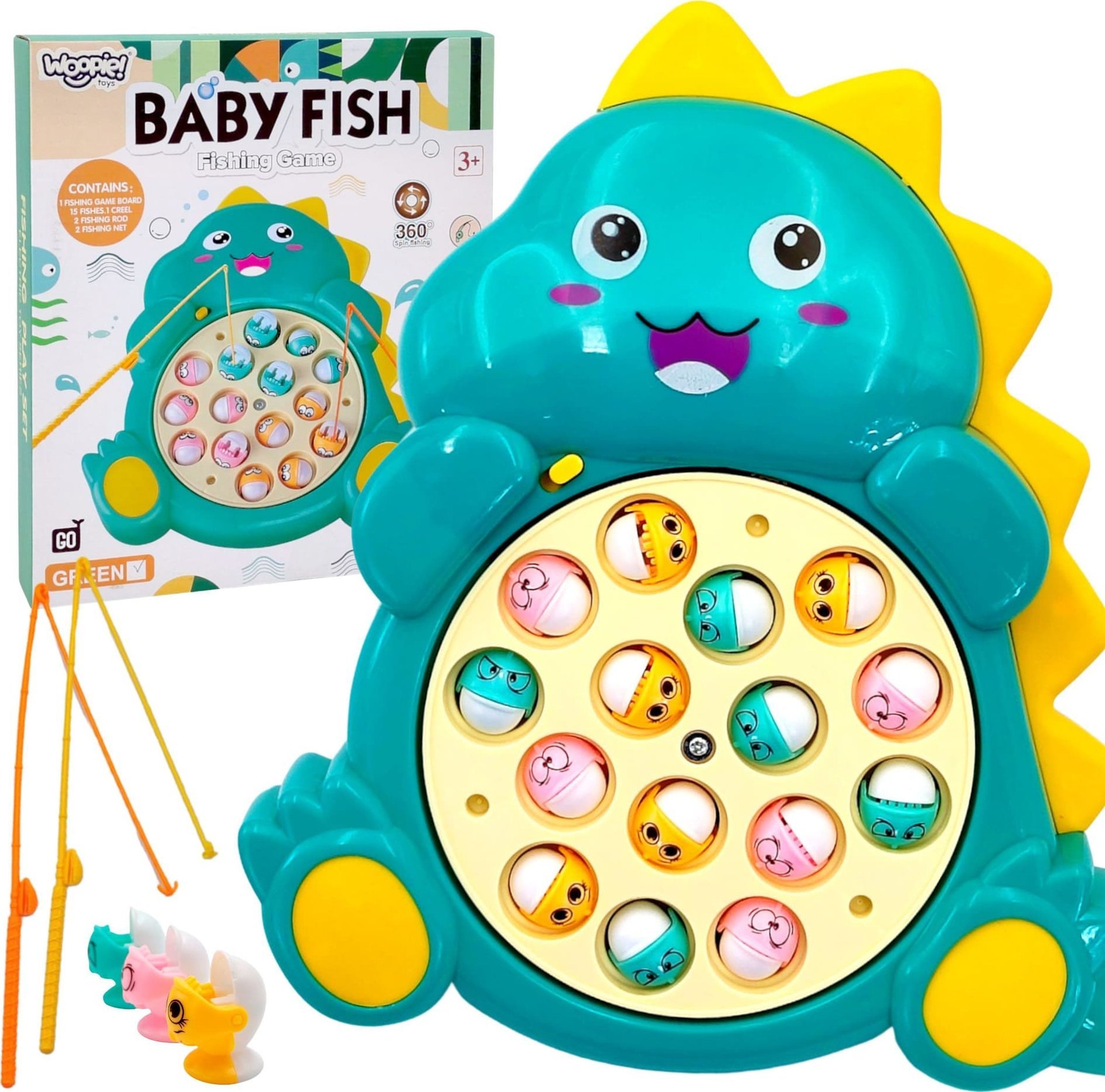 Woopie Zestaw Łowienie Rybek Gra Zręcznościowa Zielony Dinozaur