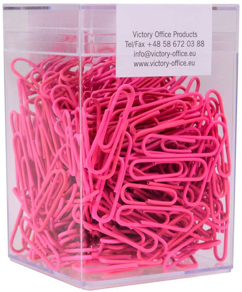 Victory Office Product Spinacze okrągłe 28mm VICTORY OFFICE PRODUCTS 60286H300-095 neonowe różowe metalowe powlekane w pojemniku plastikowym 300szt