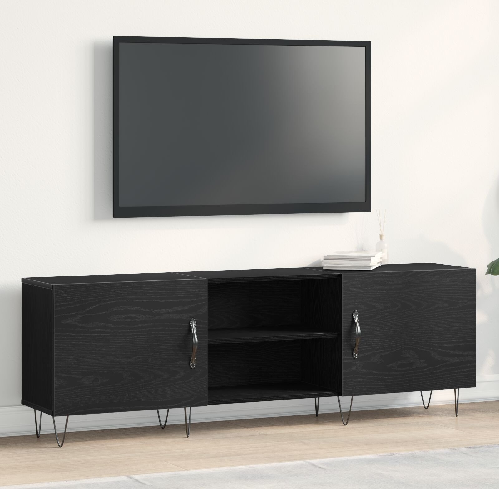 Szafka RTV vidaXL Czarny dąb Drewno kompozytowe Duża Szafka RTV