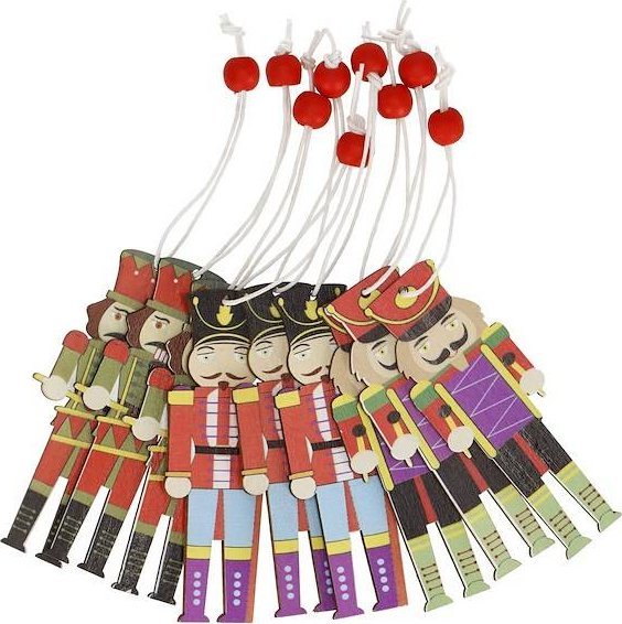 Springos Zawieszki dziadek do orzechów 9 szt. ozdoby choinkowe drewniane UNIWERSALNY