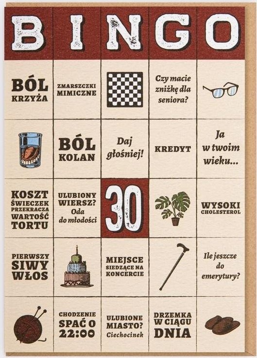 Nadwyraz.com Karnet Urodziny - Bingo 30 lat!