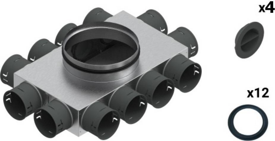 SpiroFlex Skrzynka rozdzielcza 12-8x75/160 izolowana VENT CLEAR W1 zestaw Spiroflex SX-WS12X75/160SRZ