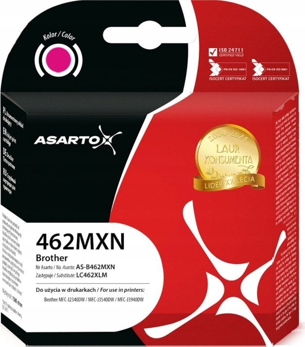 Tusz Asarto Tusz Asarto do Brother 462MXN | LC462XLM | 1500 str. | magenta