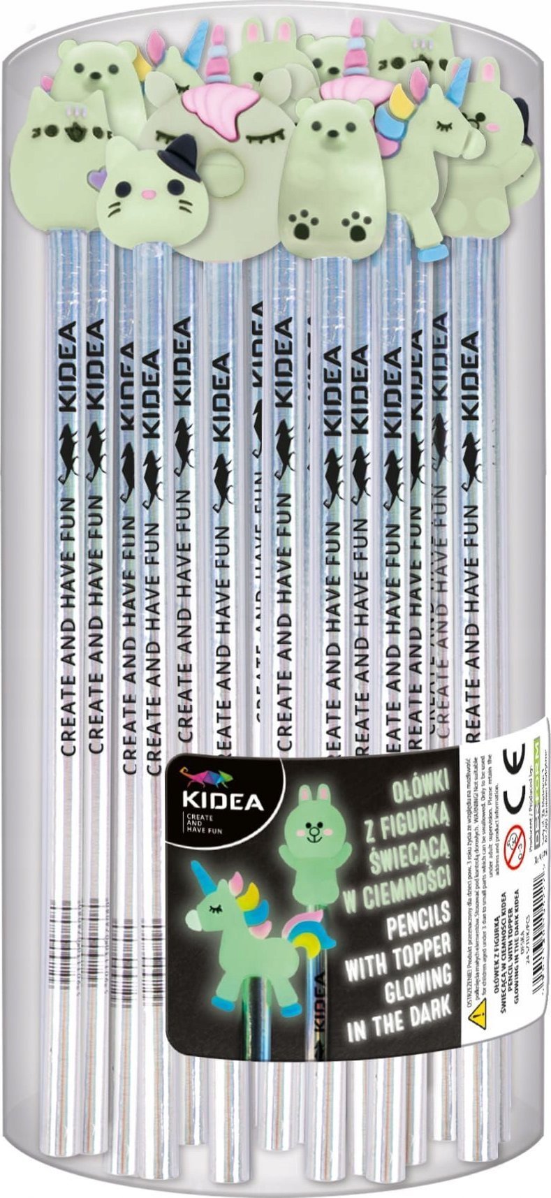 Derform Ołówek z figurką świecącą w ciemności Kidea Derform p24, mix cena za 1 szt