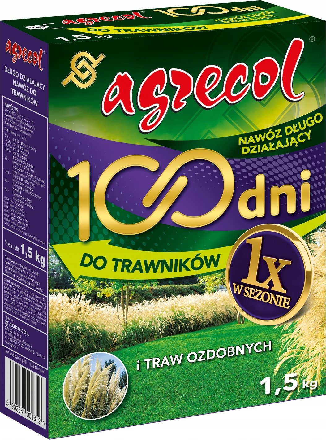 Agrecol Nawóz 100 dni do trawników i traw ozdobnych 1,5 kg