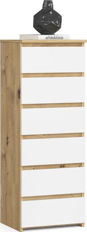 Fabryka Mebli Akord Komoda CL6 40 cm 6 szuflad - dąb artisan-biała