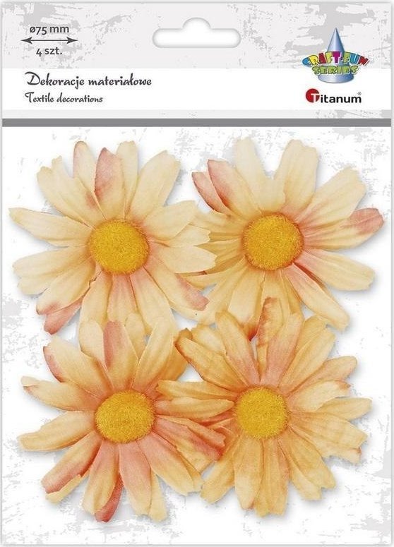 Materiałowe margerytki 3D 75mm różowe 4szt