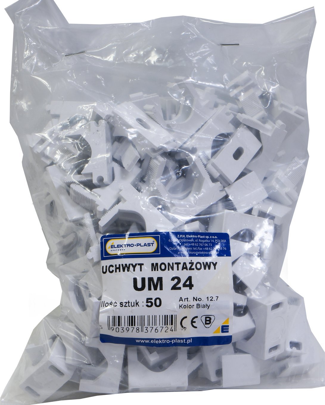 Baks Uchwyt montaż do przewodów UM 24 biały 12.7 50szt