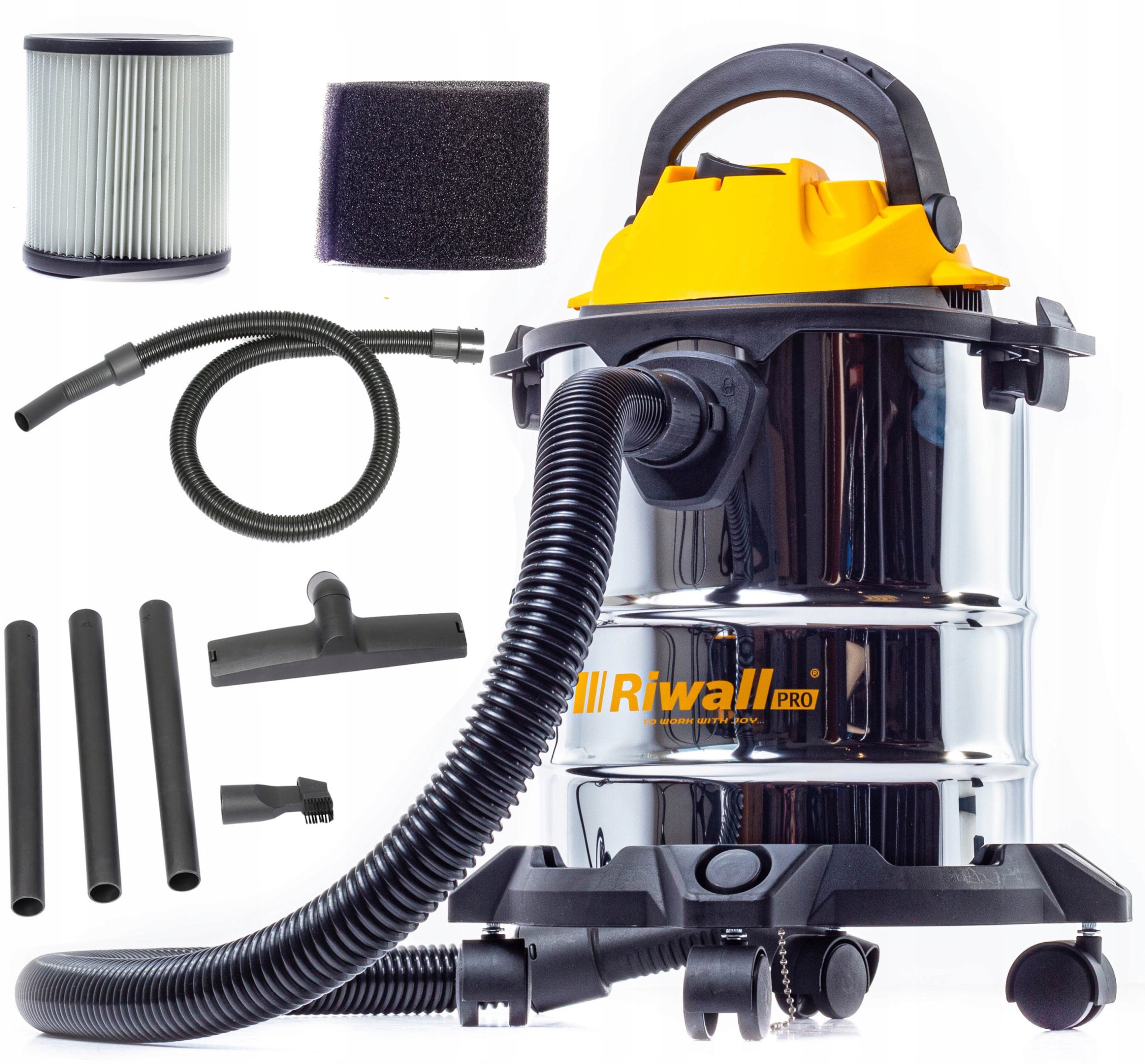 Odkurzacz przemysłowy bezworkowy 2.0 RVS-01 sucho mokro do popiołu kominka