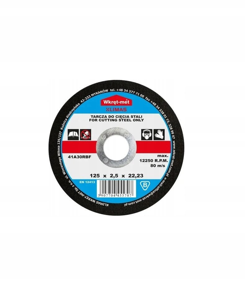TARCZA KORUNDOWA DO CIĘCIA STALI TCS-12525 125 mm WKRĘT-MET KLIMAS