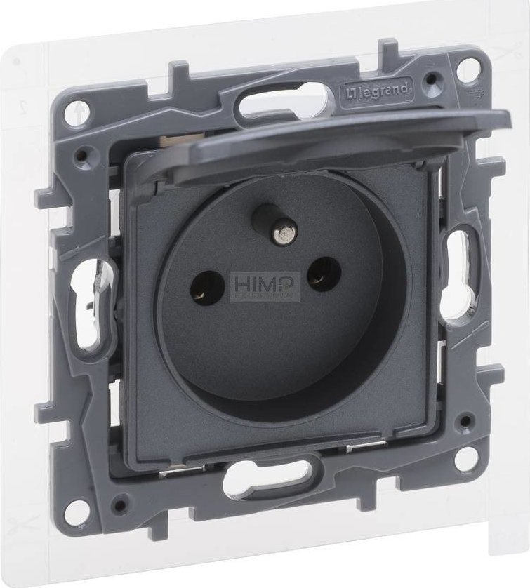 Legrand Niloe Selection Gniazdo 2p+z IP44 16A 250V bez przesłony, zaciski śrubowe stal 762361