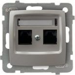 Ospel Gniazdo komputerowe Karo podwójne RJ45 5e srebrny perłowy (GPK-2S/K/m/43)