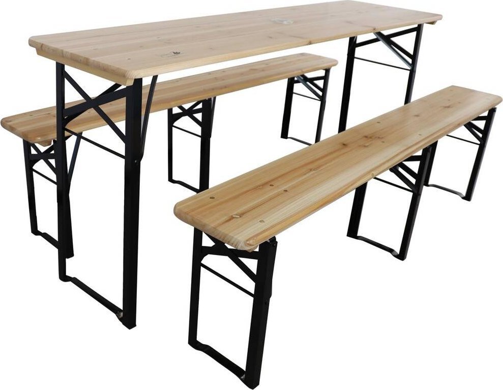 Saska Garden ZESTAW PIKNIKOWY BAROWY DREWNIANY STÓŁ I 2 ŁAWKI