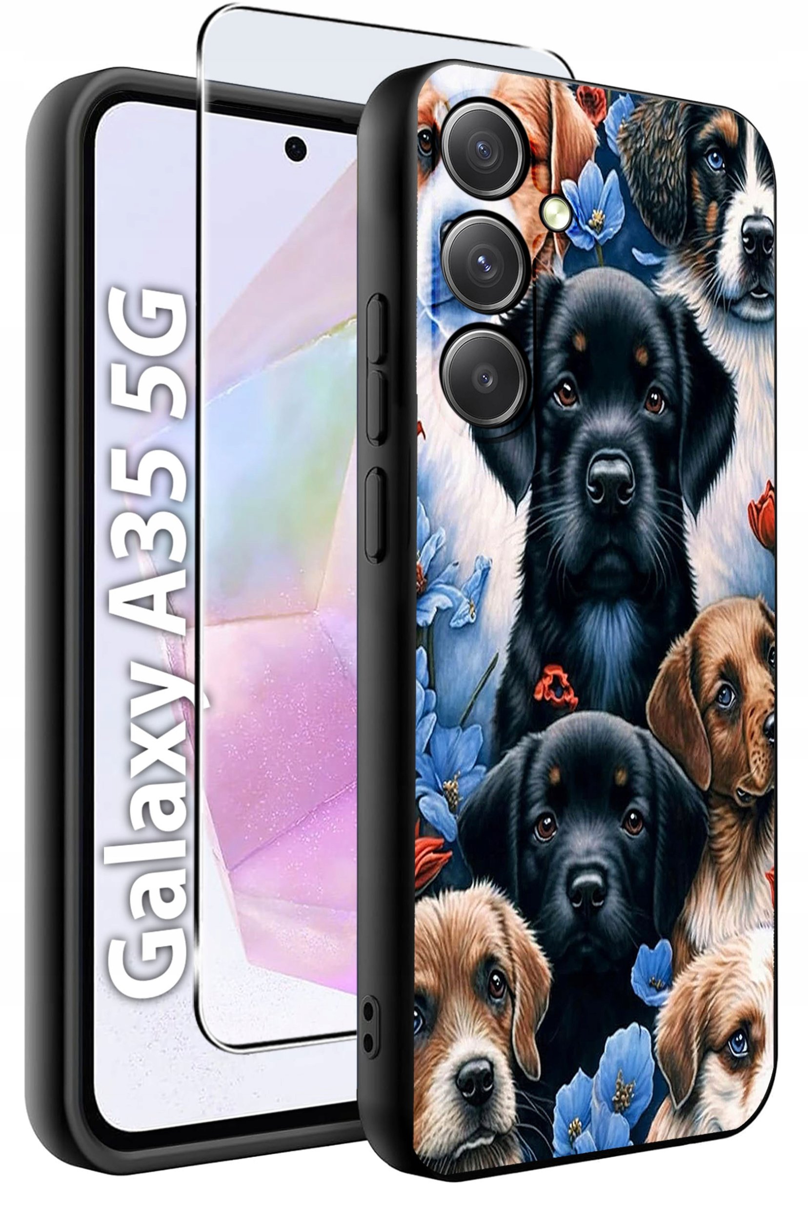 ETUI do Samsung A35 5G WZORY | SILIKONOWE MATT CASE + SZKŁO HARTOWANE 9H