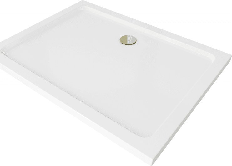 Brodzik Mexen Mexen Flat brodzik prostokątny slim 110 x 70 cm, biały, syfon złoty - 40107011G