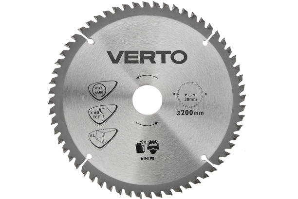 Verto Tarcza do aluminium widiowa 200x30mm 60 zębów 61H190