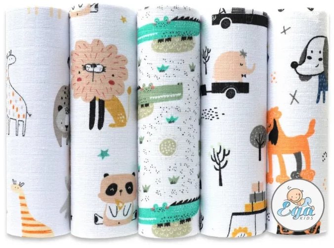 Pielucha tetra druk 5 szt. 70/80 Zestaw 8 CH-7473 EgaKids