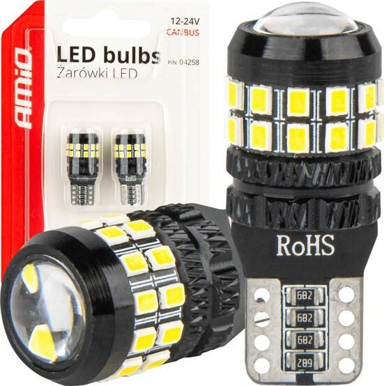 Żarówki LED CANBUS T10 W5W 27SMD 2016 White 12V 24V AMIO-04258